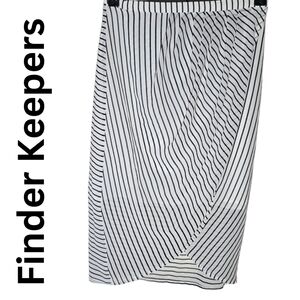 Finders Keepers Women's Skirt Small Black & White Stripped Wrap Skirt w/ lining